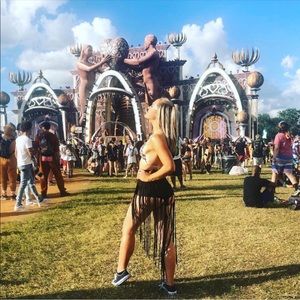 iHeartRaves Fringe Skirt